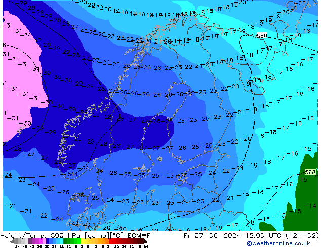 Z500/Rain (+SLP)/Z850 ECMWF ��� 07.06.2024 18 UTC