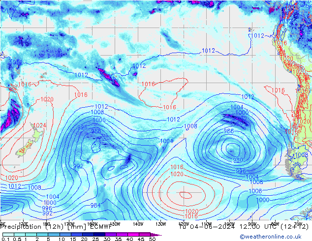 Précipitation (12h) ECMWF mar 04.06.2024 00 UTC