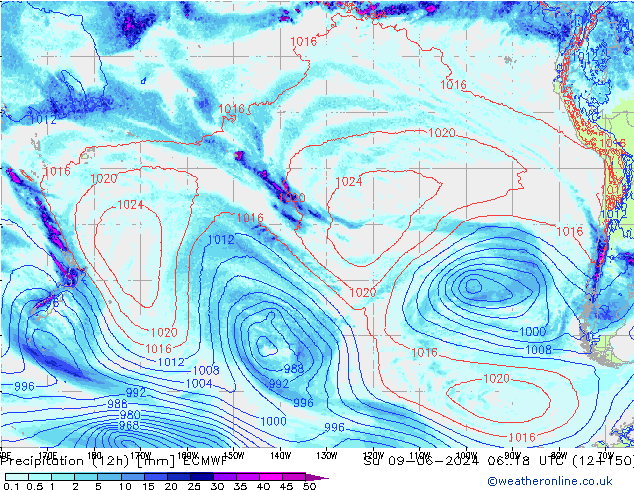 opad (12h) ECMWF nie. 09.06.2024 18 UTC