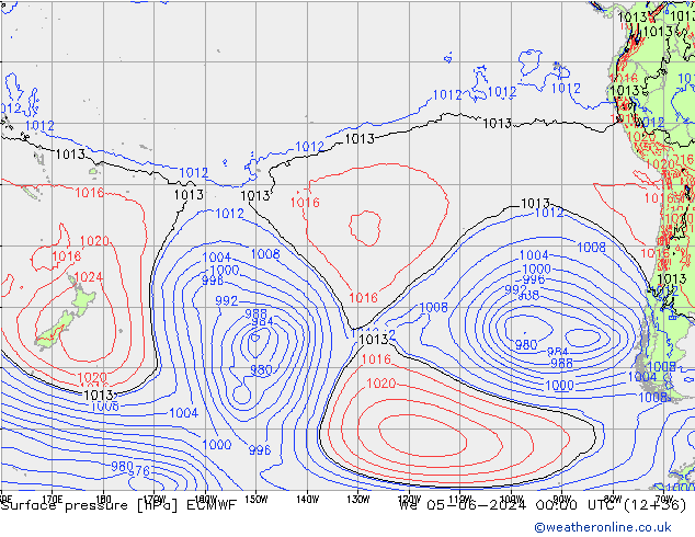 pressão do solo ECMWF Qua 05.06.2024 00 UTC