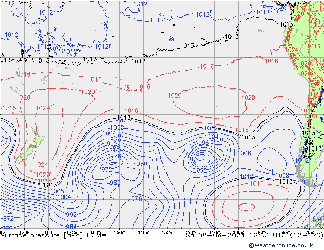 pressão do solo ECMWF Sáb 08.06.2024 12 UTC