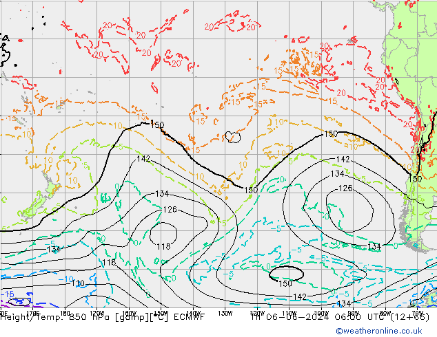 Height/Temp. 850 hPa ECMWF Čt 06.06.2024 06 UTC