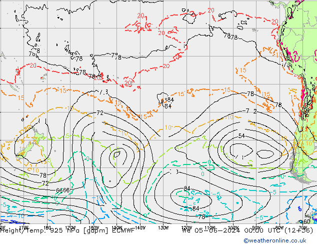 Height/Temp. 925 hPa ECMWF Qua 05.06.2024 00 UTC