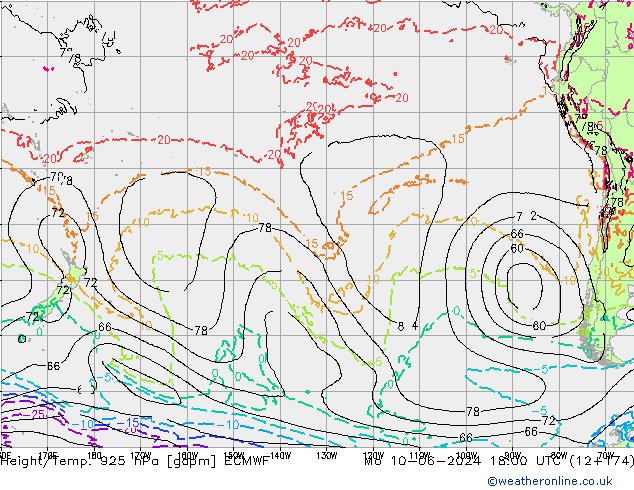 Height/Temp. 925 hPa ECMWF Mo 10.06.2024 18 UTC