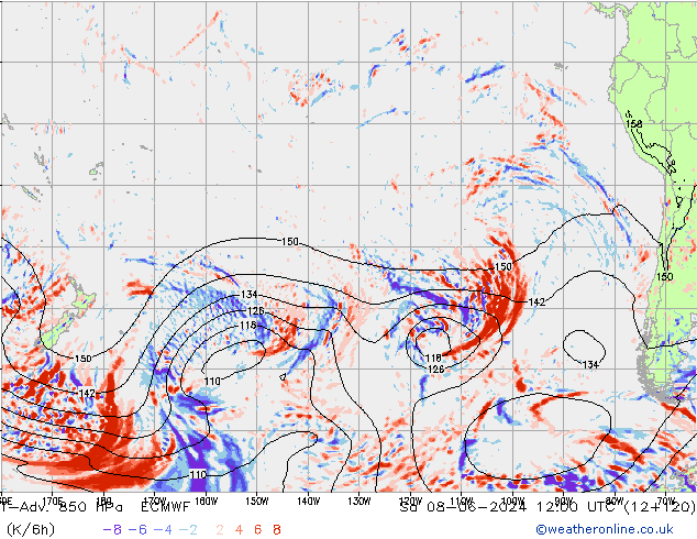 T-Adv. 850 hPa ECMWF Cts 08.06.2024 12 UTC