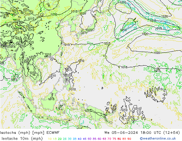 Isotachs (mph) ECMWF We 05.06.2024 18 UTC