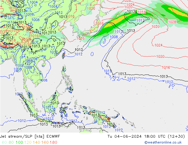 Straalstroom/SLP ECMWF di 04.06.2024 18 UTC