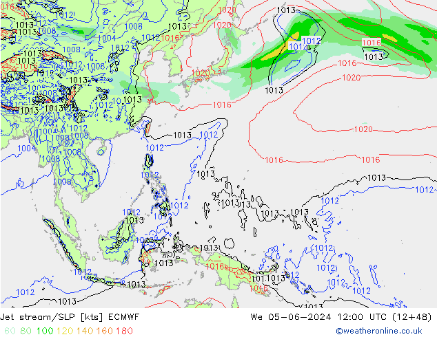 Jet stream/SLP ECMWF We 05.06.2024 12 UTC