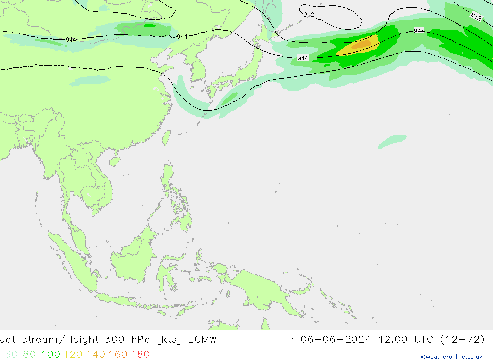 Corrente a getto ECMWF gio 06.06.2024 12 UTC