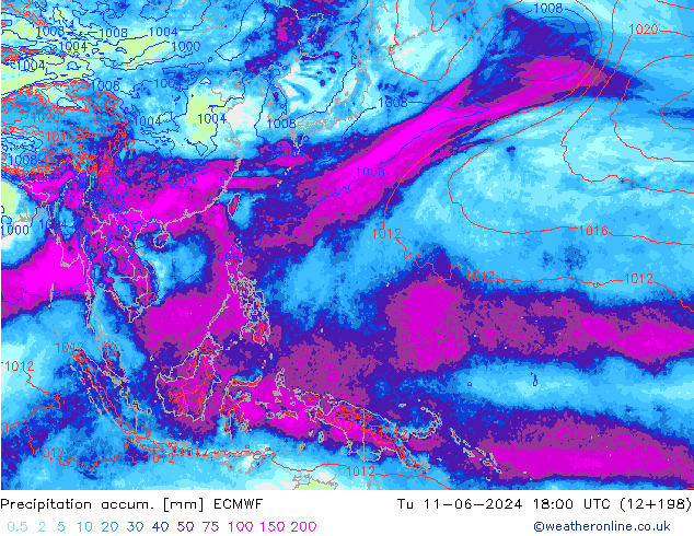 Precipitación acum. ECMWF mar 11.06.2024 18 UTC