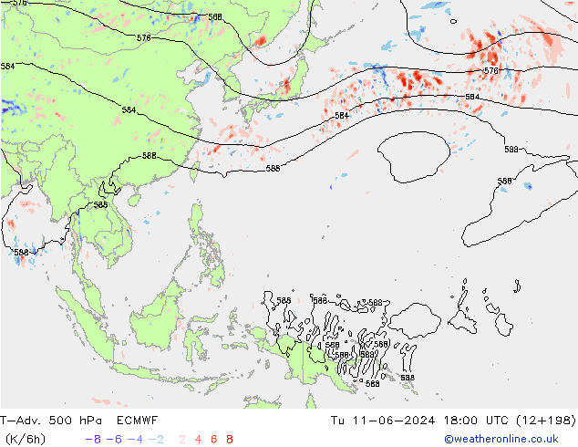 T-Adv. 500 hPa ECMWF Tu 11.06.2024 18 UTC