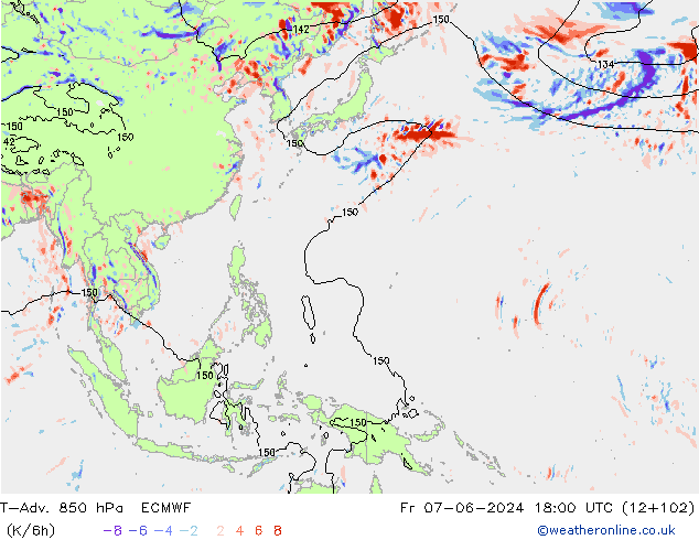 T-Adv. 850 hPa ECMWF vr 07.06.2024 18 UTC