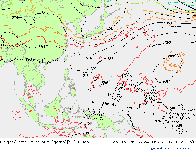 Z500/Rain (+SLP)/Z850 ECMWF lun 03.06.2024 18 UTC