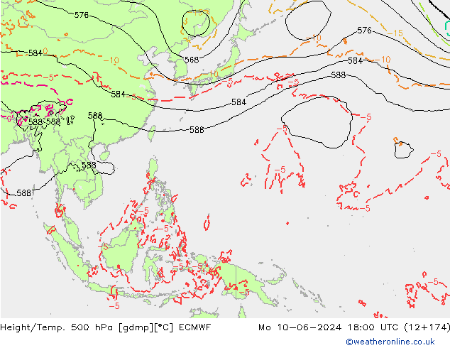 Z500/Rain (+SLP)/Z850 ECMWF pon. 10.06.2024 18 UTC