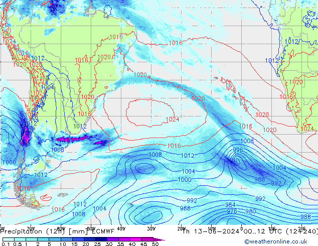 opad (12h) ECMWF czw. 13.06.2024 12 UTC