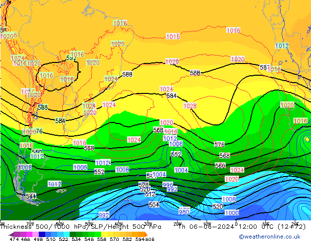 Thck 500-1000гПа ECMWF чт 06.06.2024 12 UTC