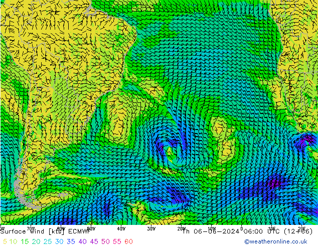 Surface wind ECMWF Th 06.06.2024 06 UTC