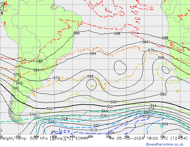 Z500/Rain (+SLP)/Z850 ECMWF mer 05.06.2024 18 UTC