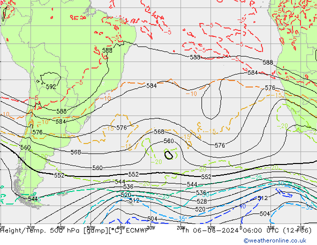 Height/Temp. 500 hPa ECMWF Th 06.06.2024 06 UTC