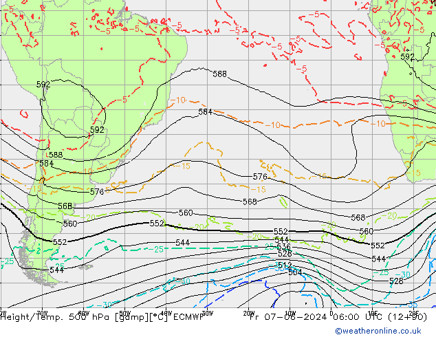 Z500/Rain (+SLP)/Z850 ECMWF ven 07.06.2024 06 UTC