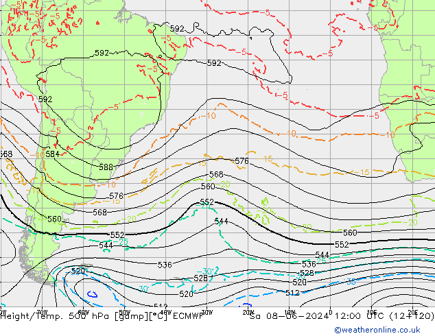 Z500/Rain (+SLP)/Z850 ECMWF sáb 08.06.2024 12 UTC