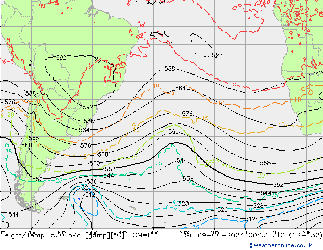 Z500/Rain (+SLP)/Z850 ECMWF dim 09.06.2024 00 UTC