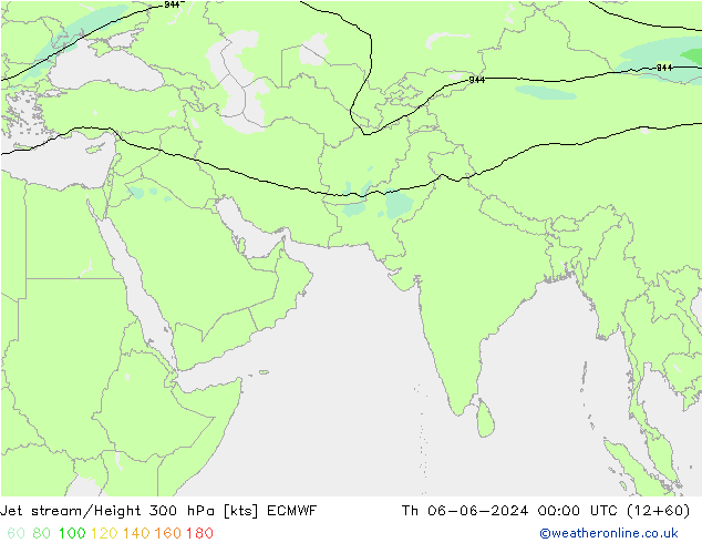 Jet stream/Height 300 hPa ECMWF Th 06.06.2024 00 UTC