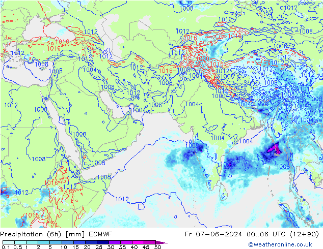 Z500/Rain (+SLP)/Z850 ECMWF Pá 07.06.2024 06 UTC