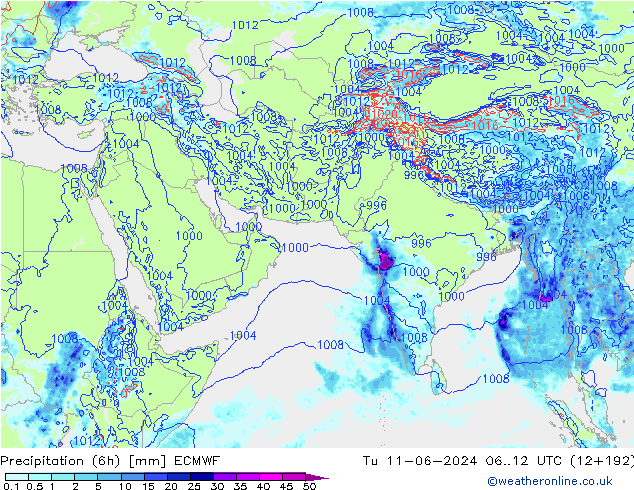 Z500/Rain (+SLP)/Z850 ECMWF mar 11.06.2024 12 UTC