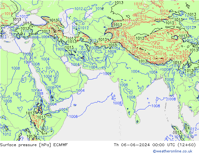 Surface pressure ECMWF Th 06.06.2024 00 UTC