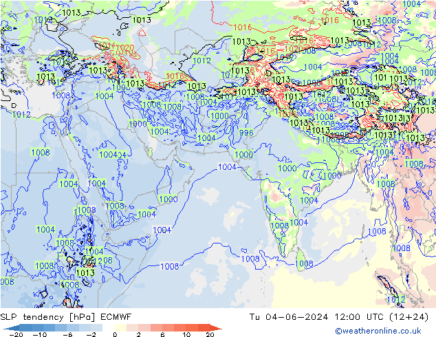 Tendenza di Pressione ECMWF mar 04.06.2024 12 UTC