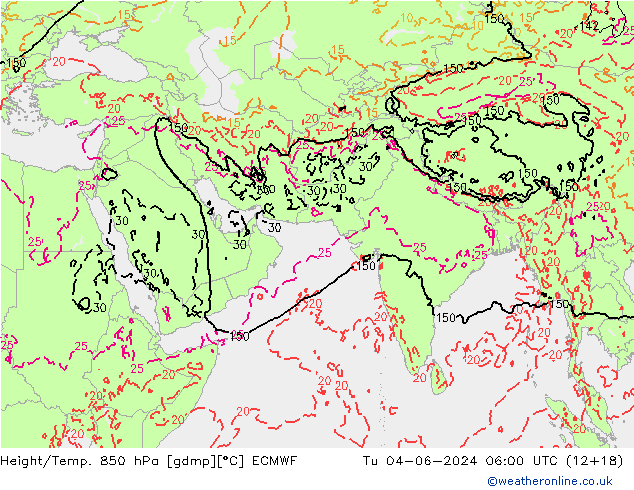 Z500/Rain (+SLP)/Z850 ECMWF Ter 04.06.2024 06 UTC