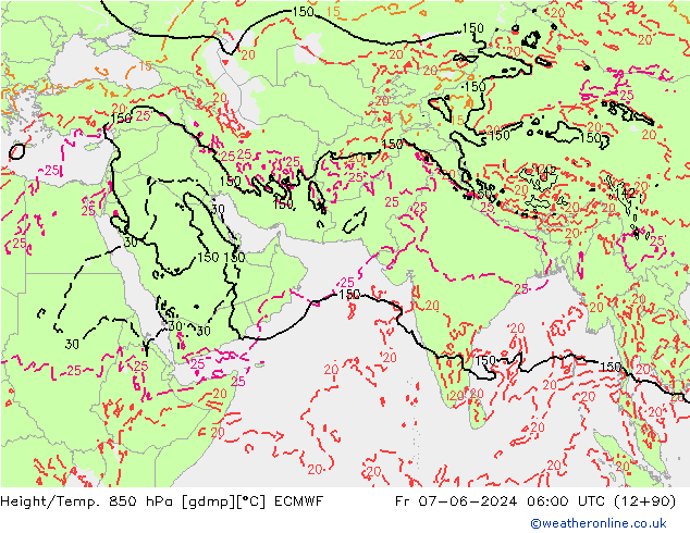 Z500/Rain (+SLP)/Z850 ECMWF Pá 07.06.2024 06 UTC