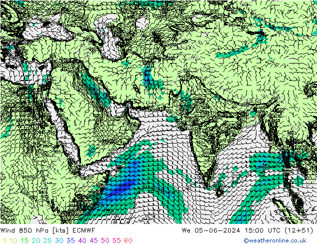 Rüzgar 850 hPa ECMWF Çar 05.06.2024 15 UTC