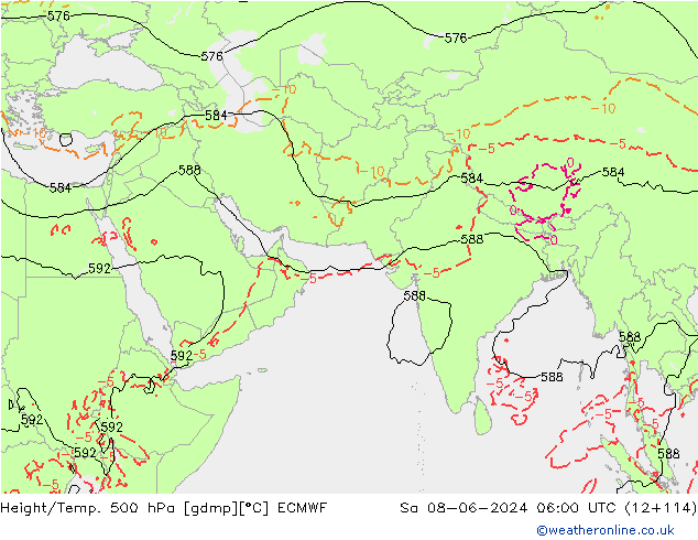 Height/Temp. 500 hPa ECMWF sab 08.06.2024 06 UTC