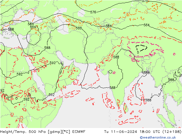 Z500/Rain (+SLP)/Z850 ECMWF mar 11.06.2024 18 UTC