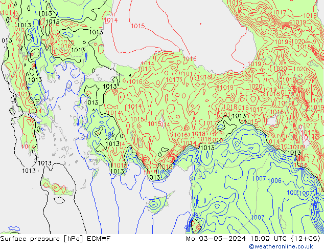 Bodendruck ECMWF Mo 03.06.2024 18 UTC