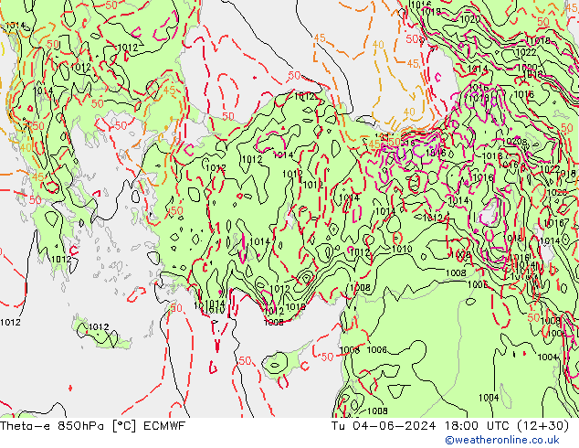 Theta-e 850hPa ECMWF mar 04.06.2024 18 UTC