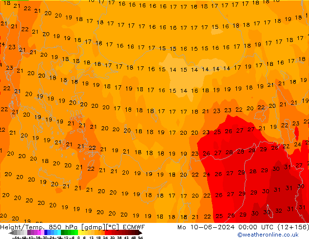 Z500/Rain (+SLP)/Z850 ECMWF pon. 10.06.2024 00 UTC