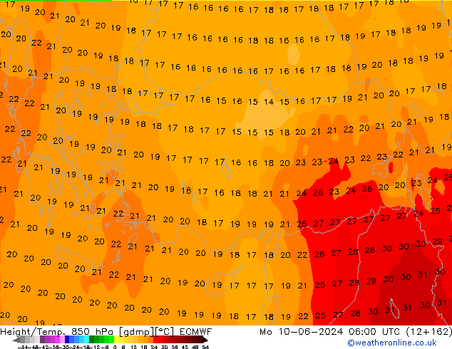 Z500/Rain (+SLP)/Z850 ECMWF Mo 10.06.2024 06 UTC