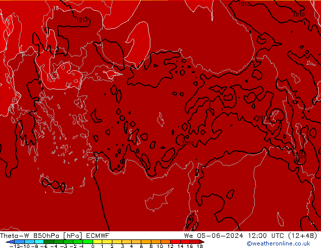 Theta-W 850hPa ECMWF mer 05.06.2024 12 UTC