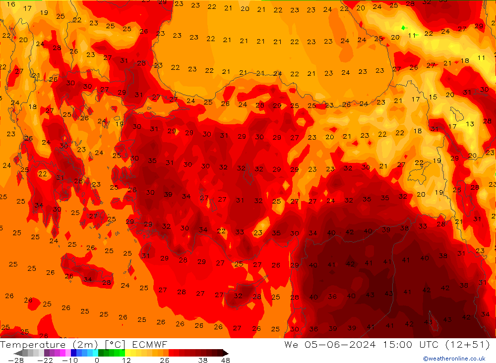 Temperature (2m) ECMWF We 05.06.2024 15 UTC