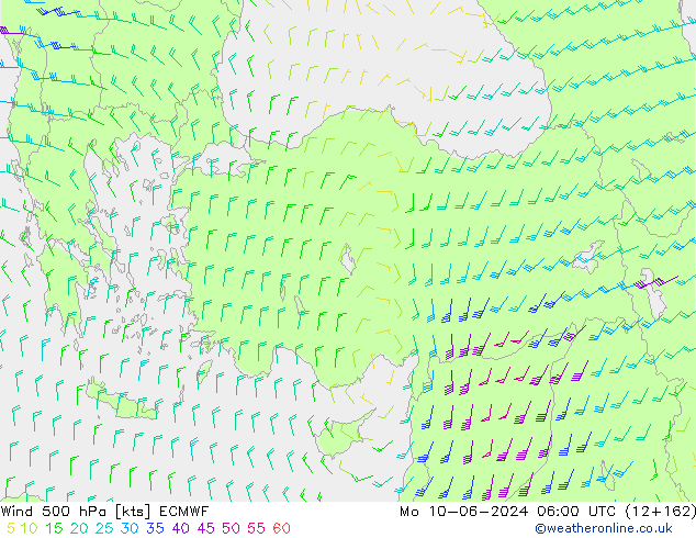 ветер 500 гПа ECMWF пн 10.06.2024 06 UTC