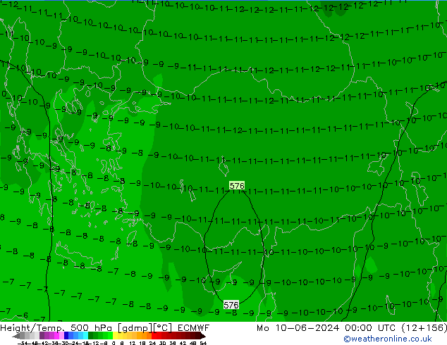 Z500/Rain (+SLP)/Z850 ECMWF pon. 10.06.2024 00 UTC