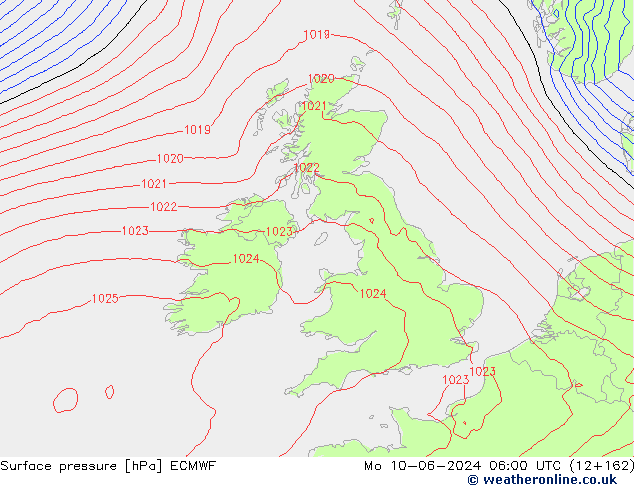 Bodendruck ECMWF Mo 10.06.2024 06 UTC