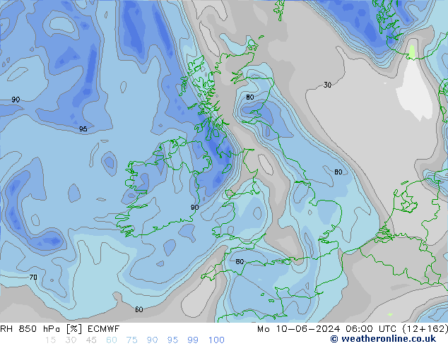 RH 850 hPa ECMWF  10.06.2024 06 UTC