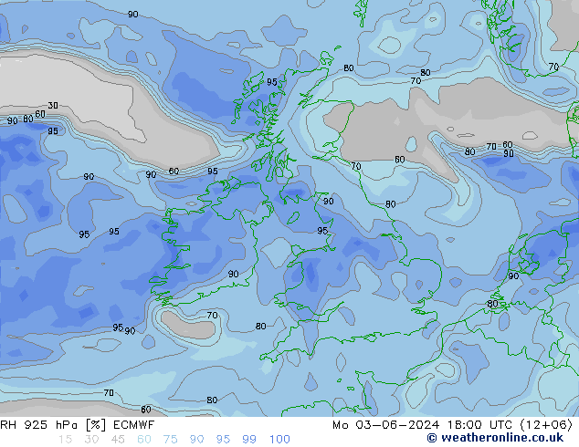 RH 925 hPa ECMWF Seg 03.06.2024 18 UTC