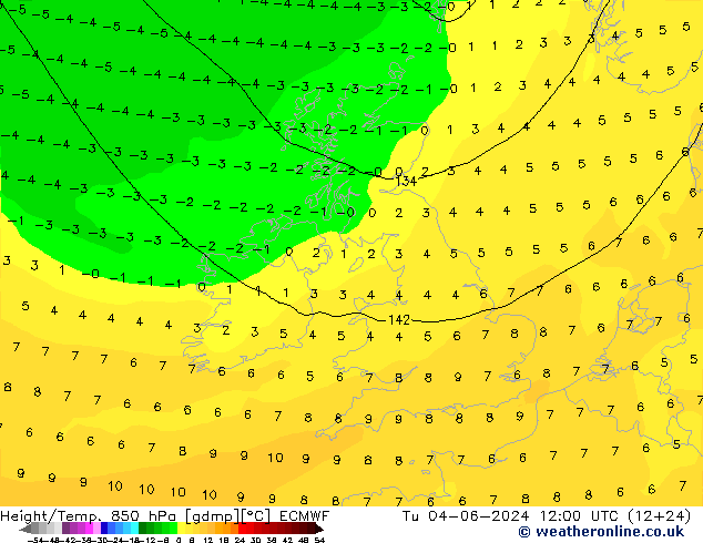 Z500/Rain (+SLP)/Z850 ECMWF  04.06.2024 12 UTC