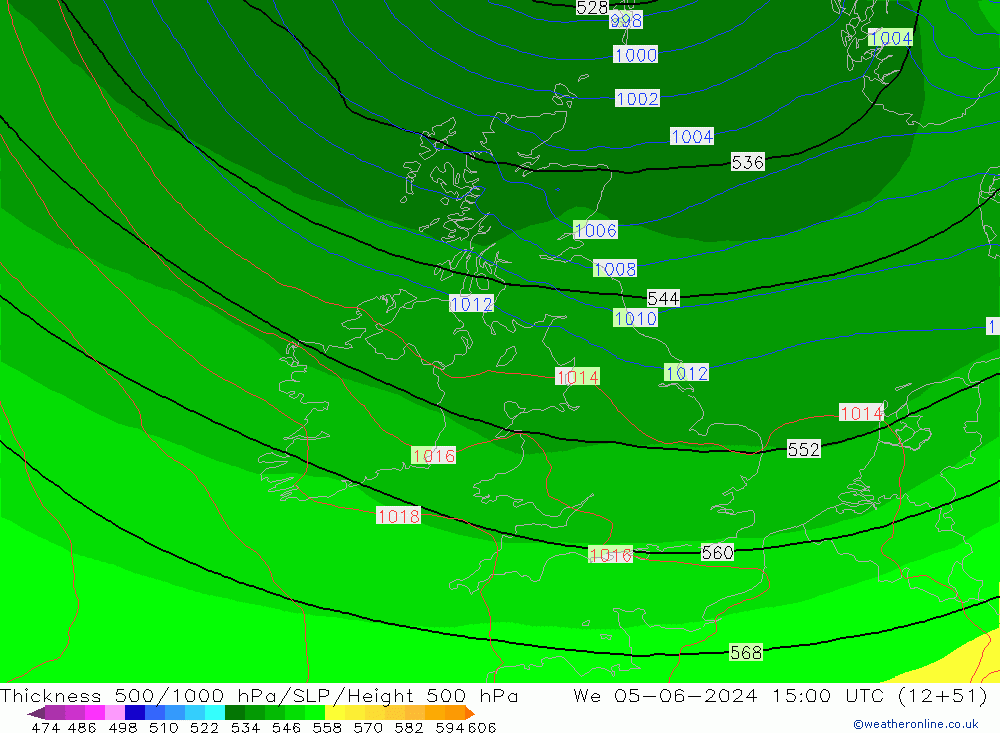 Thck 500-1000гПа ECMWF ср 05.06.2024 15 UTC