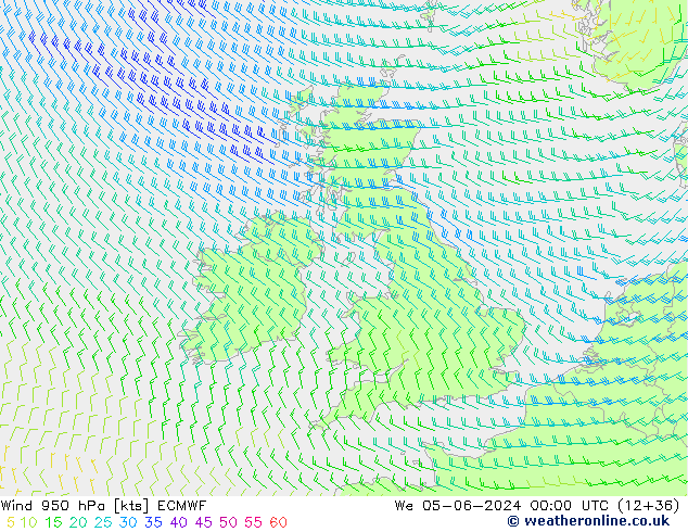 Wind 950 hPa ECMWF We 05.06.2024 00 UTC